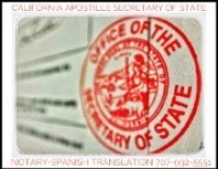 California secretary of state apostille seal.  The old golden seal was used for a few years, the current seal in the apostille is red.